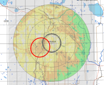 The Chisholm Fire Lookout visibility map